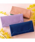 【ツモリチサト キャリー/tsumori chisato CARRY】のエンボスメッシュ かぶせ 長財布 ねこステッチ ネイビー|ID: prp329100004505056 ipo3291000000031795832