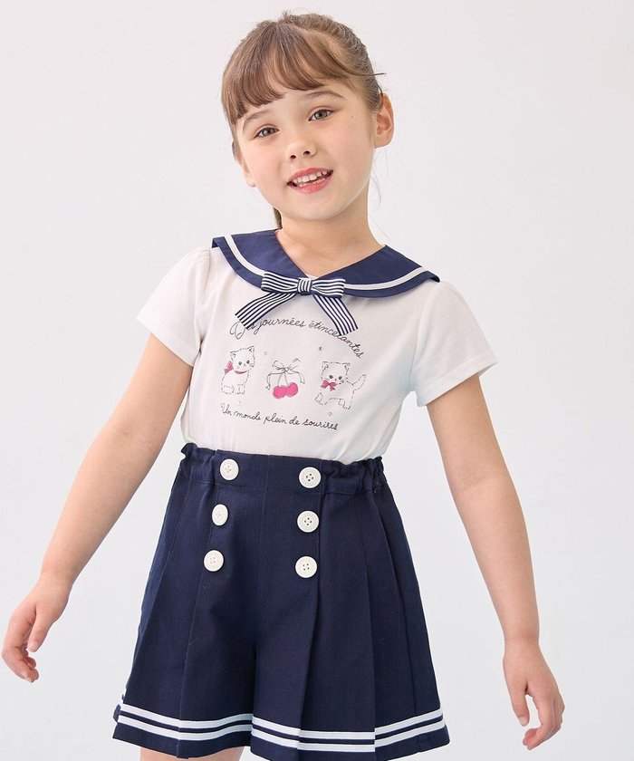 【エニファム/any FAM / KIDS】のセーラーカラー Tシャツ インテリア・キッズ・メンズ・レディースファッション・服の通販 founy(ファニー) https://founy.com/ ファッション Fashion キッズファッション KIDS Children’s Clothing トップス・カットソー Tops/Tees/Kids カットソー Cut And Sew シンプル Simple ネコ Cat フロント Front プリント Print ポケット Pocket リボン Ribbon 半袖 Short Sleeve 夏 Summer 春 Spring S/S・春夏 Ss・Spring/Summer |ID: prp329100004506170 ipo3291000000032633270
