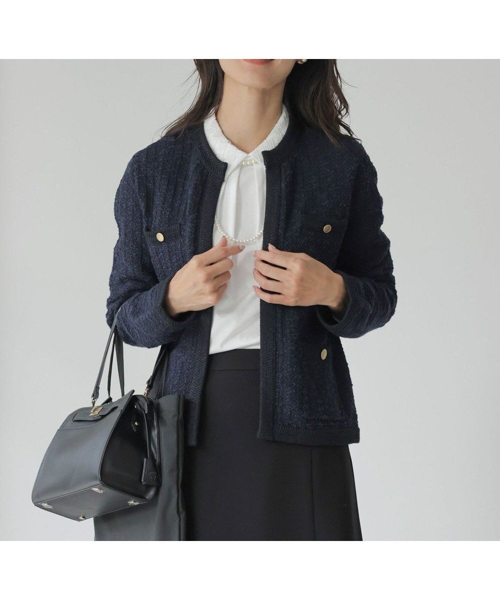 【ジェイ プレス/J.PRESS】のTWEED ニット ジャケット インテリア・キッズ・メンズ・レディースファッション・服の通販 founy(ファニー) 　ファッション　Fashion　レディースファッション　Fashion for Women　アウター　Coat / Outerwear Collection　レディースジャケット・軽アウター　Jackets　ノーカラージャケット / シンプル上品コーデ　Collarless Jackets　エレガント 上品　Elegant　クラシカル　Classical, Vintage-Inspired　ショート　Short, Short Length　ジャケット　Jacket, Outerwear　ストレート　Straight, Straight Cut　セレモニー　Ceremony　ツイード　Twill, Twill Weave　トリミング　Trimming, Decorative Edge　バランス　Balance, Style Balance　ミックス　Mix, Mixed Style　メタル　Metal, Metal Parts　冬　Winter / This Winter　A/W・秋冬　Autumn/Winter　ネイビー系|ID: prp329100004506195 ipo3291000000033640949