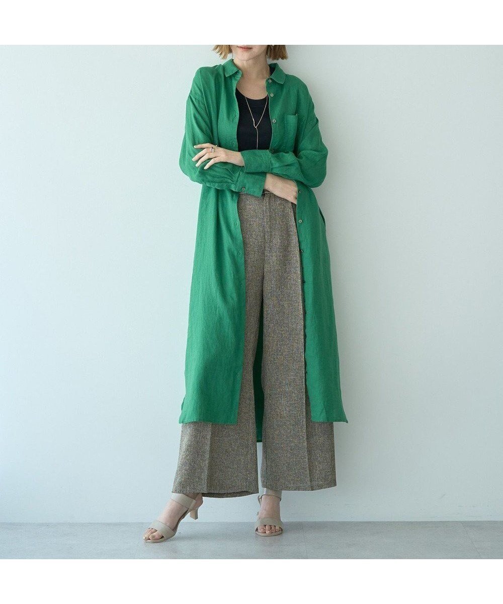 【イェッカ ヴェッカ/YECCA VECCA】の2wayフレンチリネンロングシャツワンピース インテリア・キッズ・メンズ・レディースファッション・服の通販 founy(ファニー) 　ファッション　Fashion　レディースファッション　Ladies' Fashion Online　ワンピース　Dress　シャツワンピース　Shirt Dresses　おすすめ　Recommend　フレンチ　French　ポケット　Pocket　リネン　Linen　エレガント 上品　Elegant　夏　Summer　春　Spring　S/S・春夏　Ss・Spring/Summer　Green|ID: prp329100004506663 ipo3291000000032646177
