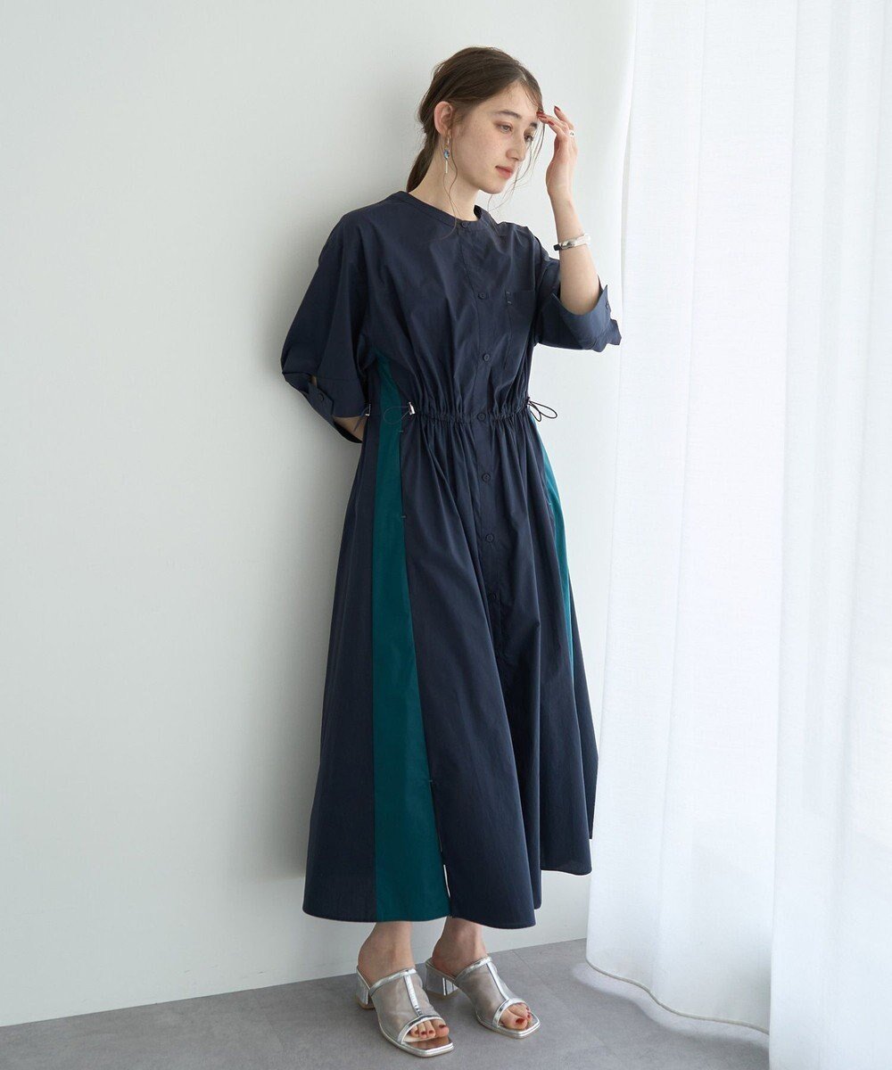 【イェッカ ヴェッカ/YECCA VECCA】のドロストシャツワンピース インテリア・キッズ・メンズ・レディースファッション・服の通販 founy(ファニー) 　ファッション　Fashion　レディースファッション　WOMEN　ワンピース　Dress　シャツワンピース　Shirt Dresses　カフス　Cuffs　タイプライター　Typewriter　ポケット　Pocket　夏　Summer　春　Spring　S/S・春夏　Ss・Spring/Summer　Navy|ID: prp329100004506671 ipo3291000000031811759