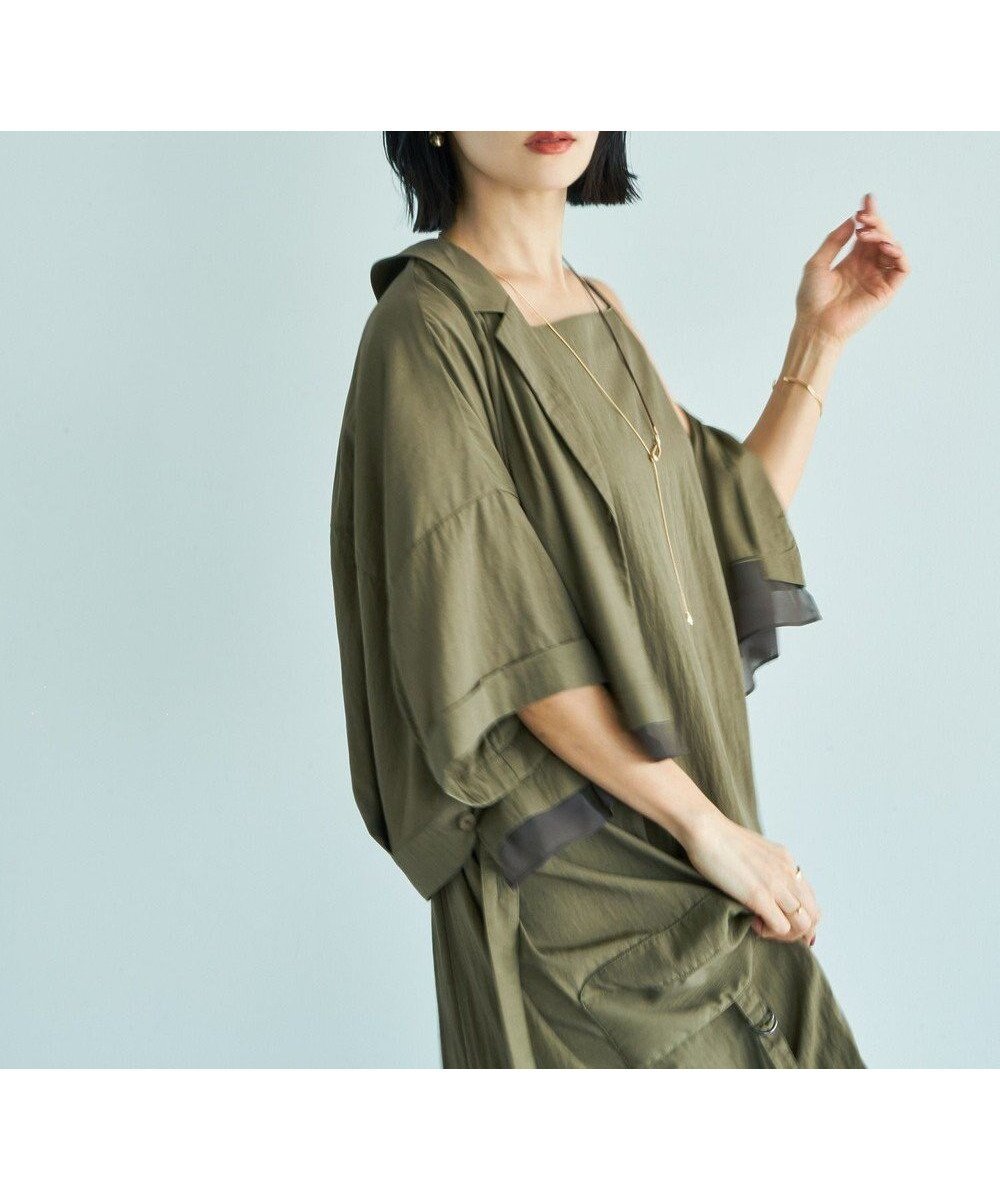 【イェッカ ヴェッカ/YECCA VECCA】のクロップドデザインジャケット インテリア・キッズ・メンズ・レディースファッション・服の通販 founy(ファニー) 　ファッション　Fashion　レディースファッション　WOMEN　アウター　Coat Outerwear　ジャケット　Jackets　おすすめ　Recommend　キャミソール　Camisole　クロップド　Cropped　シアー　Sheer　ジャケット　Jacket　セットアップ　Set Up　ポケット　Pocket　半袖　Short Sleeve　夏　Summer　春　Spring　S/S・春夏　Ss・Spring/Summer　Khaki|ID: prp329100004506675 ipo3291000000031986481