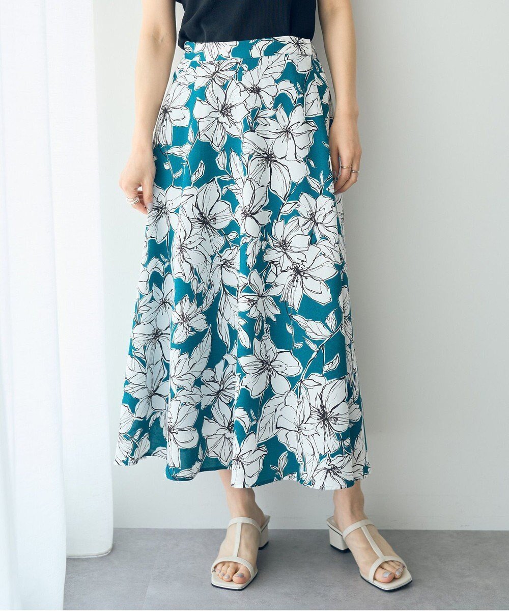 【イェッカ ヴェッカ/YECCA VECCA】のリネンライク大花柄フレアスカート 人気、トレンドファッション・服の通販 founy(ファニー) 　ファッション　Fashion　レディースファッション　WOMEN　スカート　Skirt　Aライン/フレアスカート　Flared A-Line Skirts　シンプル　Simple　フレア　Flare　プリント　Print　ポケット　Pocket　エレガント 上品　Elegant　夏　Summer　日本製　Made In Japan　春　Spring　S/S・春夏　Ss・Spring/Summer　 other-1|ID: prp329100004506679 ipo3291000000031907072