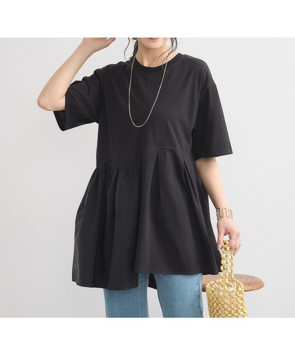 【アースミュージックアンドエコロジー/earth music&ecology】のドッキングヘムプルオーバー 人気、トレンドファッション・服の通販 founy(ファニー) 　ファッション　Fashion　レディースファッション　Fashion for Women　トップス・カットソー　Cut & Sew Tops　シャツ・ブラウス・オフィスカジュアル　Elegant Blouses & Button-Ups　ロングTシャツ・Tシャツ　Longline T-Shirts & Tees　カジュアルプルオーバー・ニットトップス　Pullovers & Knit Tops / Casual Pullovers　カットソー・ベーシックTシャツ　Cut-and-Sewn Tops / Stretch Tees & Basics　アシンメトリー　Asymmetrical Style　春　Spring　カットソー　Cut and Sewn Top　吸水　Absorbent, Quick-Dry　シンプル　Simple, Minimal　タフタ　Taffeta, Structured Fabric　ドッキング　Docking, Mixed Material　フレア　Flare, Flared　ポケット　Pocket, Pocket Detail　S/S・春夏　SS, Spring/Summer, Warm Season　おすすめ　Recommended / Our Picks　夏　Summer　 other-1|ID: prp329100004506729 ipo3291000000032579989