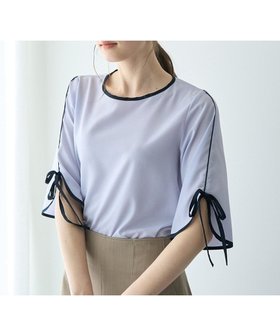 【イェッカ ヴェッカ/YECCA VECCA】の配色リボンブラウス 人気、トレンドファッション・服の通販 founy(ファニー) ファッション Fashion レディースファッション Fashion for Women トップス・カットソー Cut & Sew Tops シャツ・ブラウス・オフィスカジュアル Elegant Blouses & Button-Ups ジョーゼット Georgette, Semi-Sheer Fabric デコルテ Décolleté, Neckline フェミニン Feminine, Girly ボックス Boxy, Box Shape ポケット Pocket, Pocket Detail リボン Ribbon, Bow 夏 Summer 春 Spring S/S・春夏 SS, Spring/Summer, Warm Season |ID:prp329100004506820