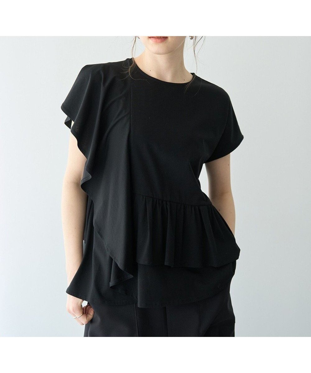 【イェッカ ヴェッカ/YECCA VECCA】のラッフルカットソーブラウス インテリア・キッズ・メンズ・レディースファッション・服の通販 founy(ファニー) 　ファッション　Fashion　レディースファッション　WOMEN　トップス・カットソー　Tops/Tshirt　シャツ/ブラウス　Shirts/Blouses　ロング / Tシャツ　T-Shirts　カットソー　Cut and Sewn　おすすめ　Recommend　アシンメトリー　Asymmetry　カットソー　Cut And Sew　フェミニン　Feminine　ペプラム　Peplum　ポケット　Pocket　ラッフル　Raffle　夏　Summer　春　Spring　S/S・春夏　Ss・Spring/Summer　Black|ID: prp329100004506842 ipo3291000000031812763