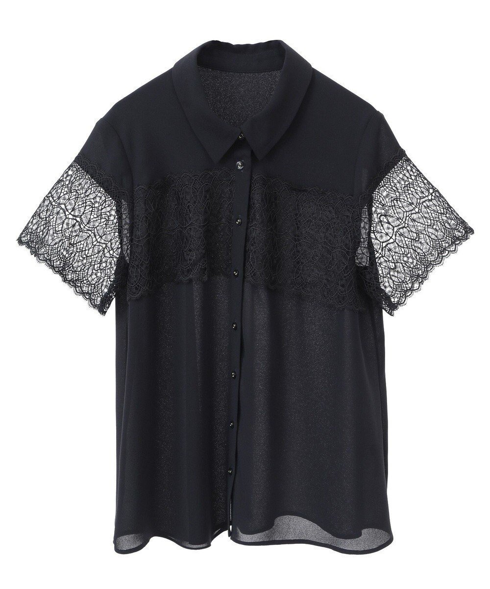 【イェッカ ヴェッカ/YECCA VECCA】のレースMIXブラウス インテリア・キッズ・メンズ・レディースファッション・服の通販 founy(ファニー) 　ファッション　Fashion　レディースファッション　Ladies' Fashion Online　トップス・カットソー　Tops/Tshirt　シャツ/ブラウス　Shirts/Blouses　ギャザー　Gather　ジョーゼット　Georgette　スマート　Smart　ドレープ　Drape　フェミニン　Feminine　フロント　Front　ポケット　Pocket　レース　Race　夏　Summer　春　Spring　S/S・春夏　Ss・Spring/Summer　Dark Navy|ID: prp329100004506844 ipo3291000000032329549