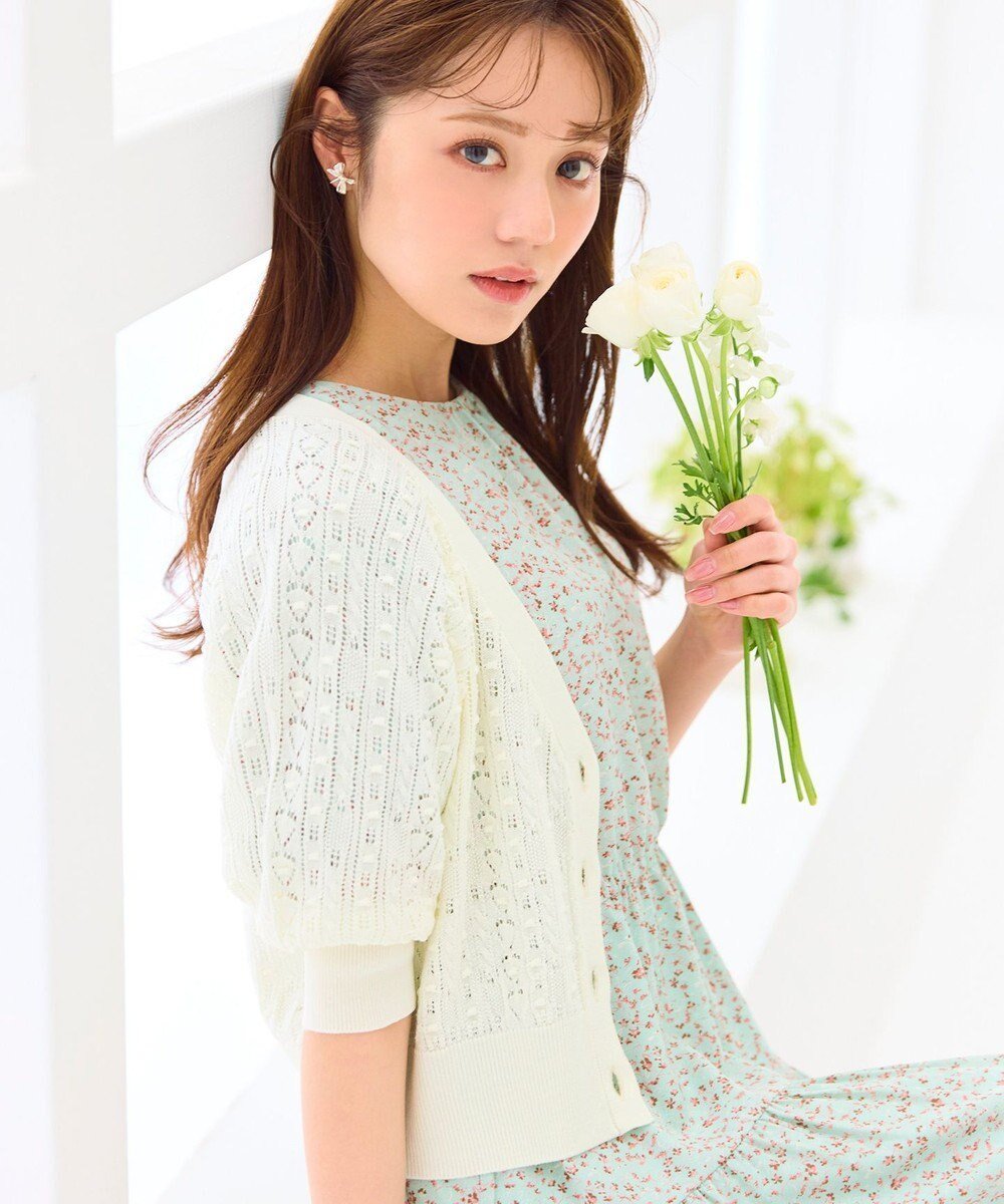 【フェルゥ/Feroux】の【ご好評につき今季も登場!・洗える】透かし編み カーディガン インテリア・キッズ・メンズ・レディースファッション・服の通販 founy(ファニー) 　ファッション　Fashion　レディースファッション　Fashion for Women　トップス・カットソー　Cut & Sew Tops　カーディガン・羽織り　Layered Style Cardigans　カーディガン　Cardigan, Knitwear　コンパクト　Compact, Small Size　タンク　Tank Top, Sleeveless Top　今季　This Season, Current Season　夏　Summer　定番　Standard, Basic Item　春　Spring　S/S・春夏　SS, Spring/Summer, Warm Season　洗える　Machine Washable　透かし　Cut-Out, Lacework　ホワイト系|ID: prp329100004506915 ipo3291000000033565228