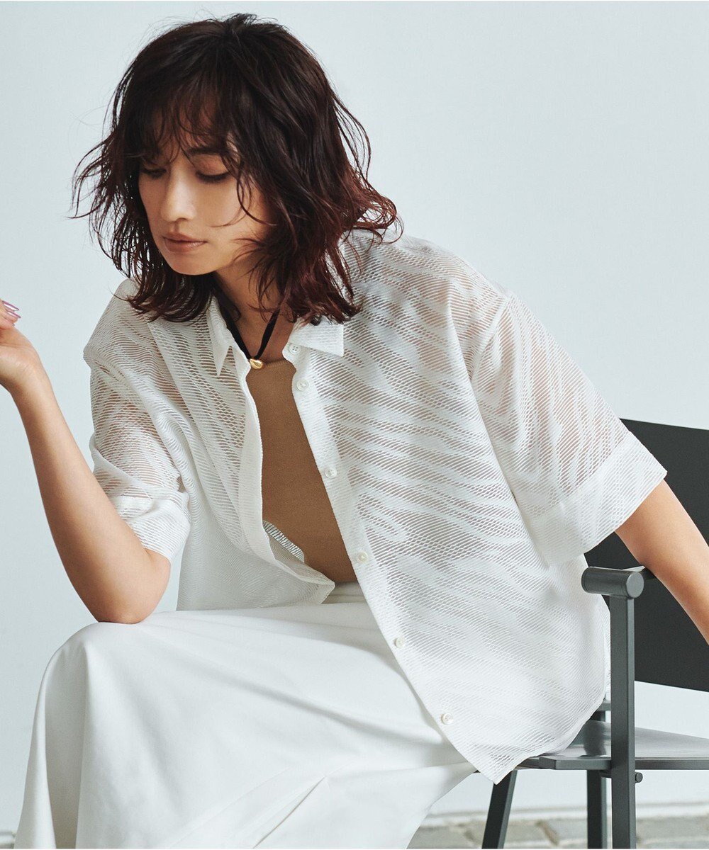 【アイシービー/iCB】の【洗える】ゼブラシアーJQ クロップドシャツ 人気、トレンドファッション・服の通販 founy(ファニー) 　ファッション　Fashion　レディースファッション　Fashion for Women　トップス・カットソー　Cut & Sew Tops　シャツ・ブラウス・オフィスカジュアル　Elegant Blouses & Button-Ups　春　Spring　洗える　Machine Washable　クロップド　Cropped, Short Length　シアー　Sheer, See-Through　ジャカード／ジャガード　Jacquard, Woven Pattern　ボックス　Boxy, Box Shape　S/S・春夏　SS, Spring/Summer, Warm Season　夏　Summer　2025年　2025　2025春夏・S/S　Spring/Summer 2025 SS25　 other-1|ID: prp329100004506944 ipo3291000000031995295