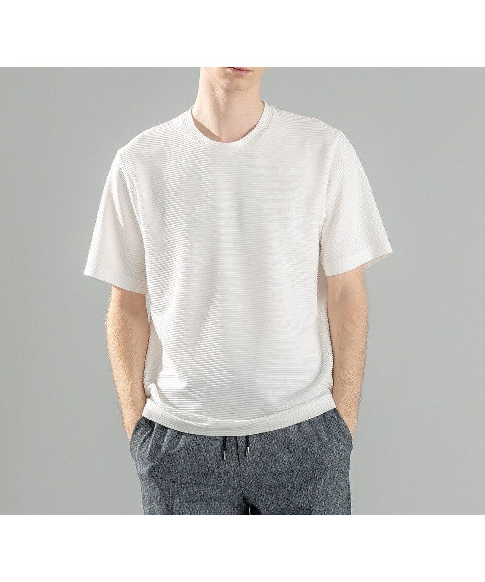 【ジョゼフ オム/JOSEPH HOMME / MEN】のタックリップルジャージー クルーネックTシャツ インテリア・キッズ・メンズ・レディースファッション・服の通販 founy(ファニー) 　ファッション　Fashion　メンズファッション　MEN　トップス・カットソー　Tops/Tshirt/Men　シャツ　Shirts　カットソー　Cut And Sew　シンプル　Simple　ジャケット　Jacket　ベーシック　Basic　夏　Summer　春　Spring　S/S・春夏　Ss・Spring/Summer　ホワイト系|ID: prp329100004508170 ipo3291000000031824269