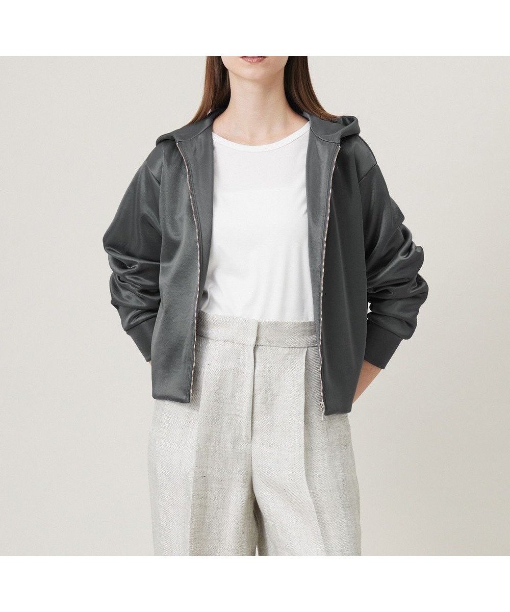 【アイシービー/iCB】の【洗える】サテンボンディング ジップアップパーカー 人気、トレンドファッション・服の通販 founy(ファニー) 　ファッション　Fashion　レディースファッション　Ladies' Fashion Online　トップス・カットソー　Tops/Tshirt　パーカ　Sweats　春　Spring　洗える　Washable　クロップド　Cropped　サテン　Satin　ジャケット　Jacket　ジャージー　Jersey　ダブル　Double　パーカー　Hoodie　フェイス　Face　フォルム　Form　ボトム　Bottom　ボンディング　Bonding　羽織　Haori　S/S・春夏　Ss・Spring/Summer　再入荷　Restock/Back In Stock/Re Arrival　おすすめ　Recommend　夏　Summer　エレガント 上品　Elegant　2025年　2025　2025春夏・S/S　Ss,Spring/Summer,2025　 other-1|ID: prp329100004508199 ipo3291000000032501694