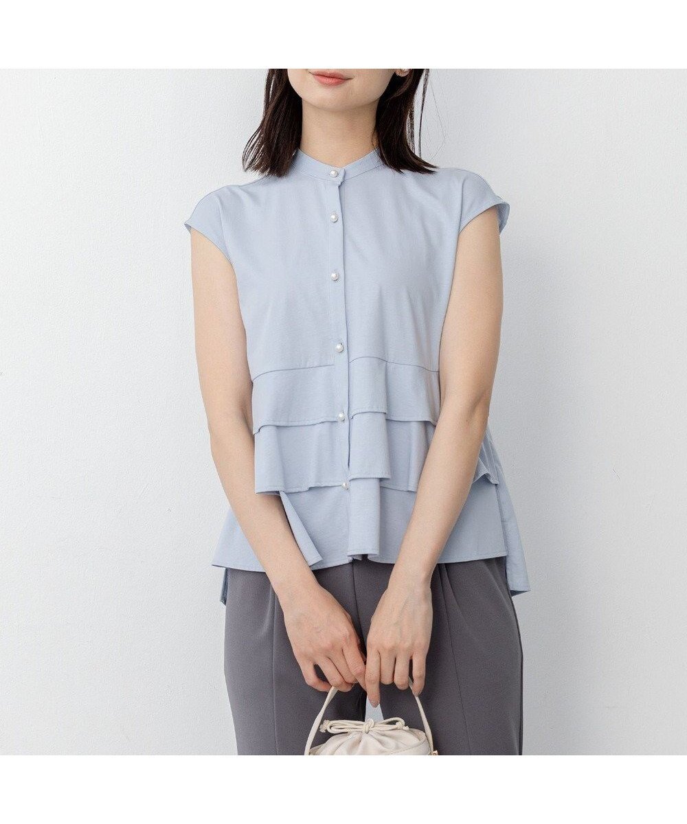 【組曲/KUMIKYOKU】の【WEB限定】プレーティング天竺ティアード カットソー インテリア・キッズ・メンズ・レディースファッション・服の通販 founy(ファニー) ファッション Fashion レディースファッション Fashion for Women トップス・カットソー Cut & Sew Tops シャツ・ブラウス・オフィスカジュアル Elegant Blouses & Button-Ups ロングTシャツ・Tシャツ Longline T-Shirts & Tees カットソー・ベーシックTシャツ Cut-and-Sewn Tops / Stretch Tees & Basics 春 Spring カットソー Cut and Sewn Top ティアード Tiered, Tiered Style デニム Denim, Jeans Material パール Pearl, Pearl Accent 半袖 Short Sleeve, Half Sleeve S/S・春夏 SS, Spring/Summer, Warm Season おすすめ Recommended / Our Picks 夏 Summer ビジネス 仕事 通勤 Business / Work / Commuting サックスブルー系|ID: prp329100004508526 ipo3291000000033586822