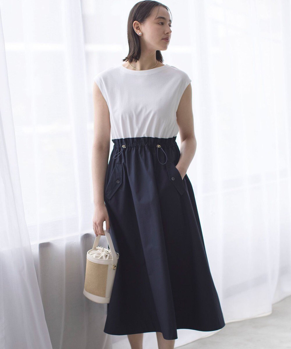 【組曲/KUMIKYOKU】の【先行予約・WEB限定】コンビネーションワンピース 人気、トレンドファッション・服の通販 founy(ファニー) 　ファッション　Fashion　レディースファッション　WOMEN　ワンピース　Dress　春　Spring　カットソー　Cut And Sew　シルケット　Mercerization　タイプライター　Typewriter　デコルテ　Decolletage　ドローストリング　Drawstring　フラップ　Flap　ポケット　Pocket　S/S・春夏　Ss・Spring/Summer　夏　Summer　エレガント 上品　Elegant　 other-1|ID: prp329100004508532 ipo3291000000031827965