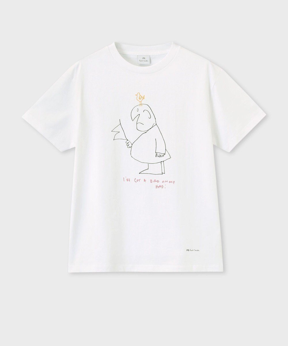 【ポール スミス/Paul Smith】のDrawn by Paul Gentleman&Bird Tシャツ インテリア・キッズ・メンズ・レディースファッション・服の通販 founy(ファニー) 　ファッション　Fashion　レディースファッション　Fashion for Women　トップス・カットソー　Cut & Sew Tops　シャツ・ブラウス・オフィスカジュアル　Elegant Blouses & Button-Ups　ロングTシャツ・Tシャツ　Longline T-Shirts & Tees　カットソー・ベーシックTシャツ　Cut-and-Sewn Tops / Stretch Tees & Basics　カットソー　Cut and Sewn Top　コレクション　Collection, Seasonal Line　プリント　Print, Printed Pattern　モチーフ　Motif, Design Theme　再入荷　Restock / Back in Stock　夏　Summer　手描き　Hand-Drawn, Illustrated　S/S・春夏　SS, Spring/Summer, Warm Season　A/W・秋冬　Autumn/Winter　ホワイト|ID: prp329100004508546 ipo3291000000032644325