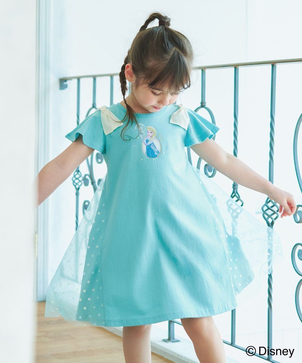 【エニィ/ANY / KIDS】の【ディズニープリンセス/フローズン】カットソーワンピース インテリア・キッズ・メンズ・レディースファッション・服の通販 founy(ファニー) 　ファッション　Fashion　キッズファッション　Fashion for Kids　トップス・カットソー　Cut & Sew Tops　ワンピース　Dresses　おすすめ　Recommended / Our Picks　キャラクター　Character, Licensed Characters　スパンコール　Sequins, Sequin Embellishment　チュール　Tulip, Tulip Motif　ドット　Polka Dot, Dot Pattern　リボン　Ribbon, Bow　夏　Summer　春　Spring　S/S・春夏　SS, Spring/Summer, Warm Season　エメラルドグリーン(エルサ)|ID: prp329100004509233 ipo3291000000035605636