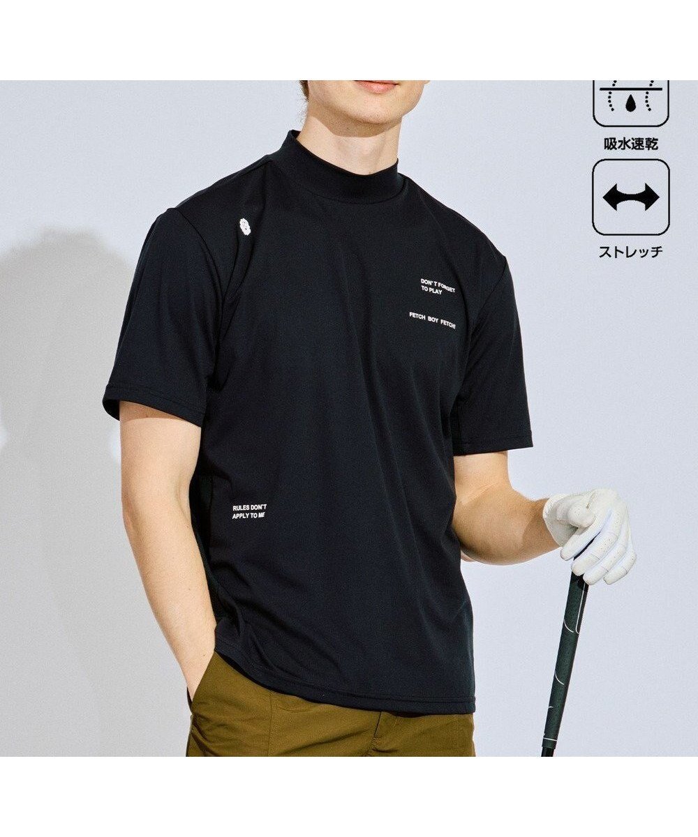 【ピーダブリュサーキュラス/PW CIRCULUS / MEN】の【吸水速乾 / UV遮蔽率96.3% UVカット / ストレッチ】【MEN】メッシュコンボモックネックT インテリア・キッズ・メンズ・レディースファッション・服の通販 founy(ファニー) 　ファッション　Fashion　メンズファッション　MEN　トップス・カットソー　Tops/Tshirt/Men　シャツ　Shirts　春　Spring　カットソー　Cut And Sew　切替　Switching　吸水　Water Absorption　ストレッチ　Stretch　プリント　Print　メッシュ　Mesh　モックネック　Mock Neck　S/S・春夏　Ss・Spring/Summer　夏　Summer　ゴルフ　Golf　ブラック系|ID: prp329100004509268 ipo3291000000031837141