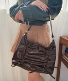 【ウィゴー/WEGO】のギャザーリボンハーフムーンバッグ ダークブラウン|ID: prp329100004509385 ipo3291000000032096046