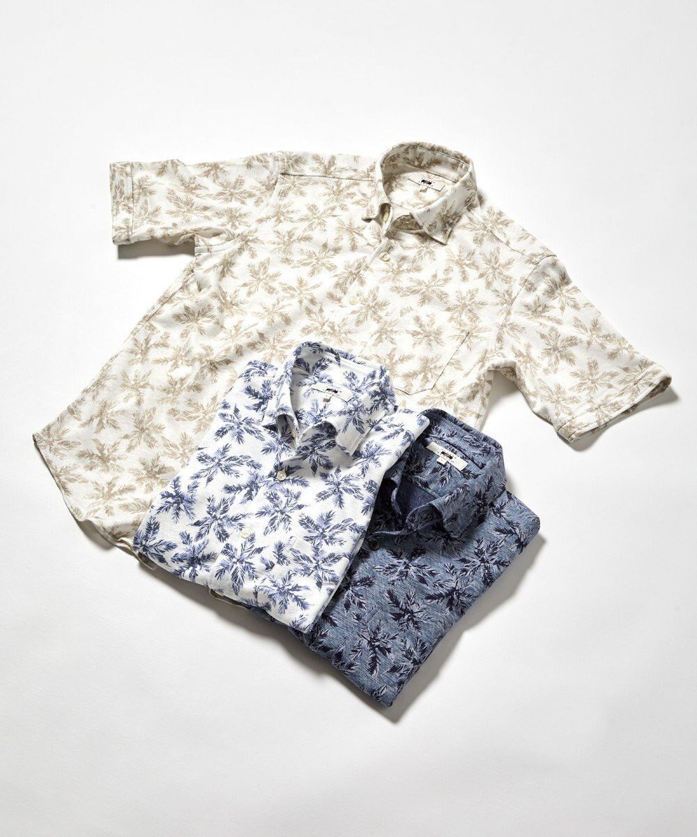 【ジョセフ アブード/JOSEPH ABBOUD / MEN】の【吸水速乾/ストレッチ/ノルマンディーリネン】リネンハニカム プリントジャージー シャツ インテリア・キッズ・メンズ・レディースファッション・服の通販 founy(ファニー) 　ファッション　Fashion　メンズファッション　MEN　トップス・カットソー　Tops/Tshirt/Men　シャツ　Shirts　春　Spring　吸水　Water Absorption　ジャケット　Jacket　ジャージー　Jersey　ストレッチ　Stretch　ファブリック　Fabric　フランス　France　プリント　Print　ミックス　Mix　メランジ　Melange　モチーフ　Motif　リゾート　Resort　リネン　Linen　リーフ　Leaf　S/S・春夏　Ss・Spring/Summer　夏　Summer　ホワイト系6|ID: prp329100004511090 ipo3291000000031863035