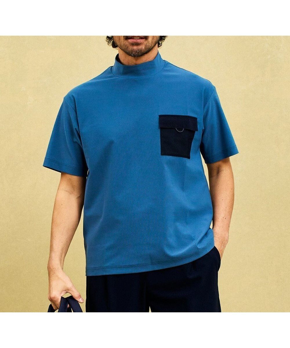 【23区 ゴルフ/23区GOLF / MEN】の【MEN】機能に優れた新素材「AIR TOOL」で暑い夏を快適に ポケット モックネック 接触冷感 UVカット 高通気 ストレッチ イージーケア インテリア・キッズ・メンズ・レディースファッション・服の通販 founy(ファニー) 　ファッション　Fashion　メンズファッション　MEN　トップス・カットソー　Tops/Tshirt/Men　春　Spring　スウェット　Sweat　ストレッチ　Stretch　スポーツ　Sports　ポケット　Pocket　メッシュ　Mesh　モックネック　Mock Neck　S/S・春夏　Ss・Spring/Summer　夏　Summer　旅行　Travel　エレガント 上品　Elegant　ビジネス 仕事 通勤　Business　サックスブルー系|ID: prp329100004511098 ipo3291000000031915658
