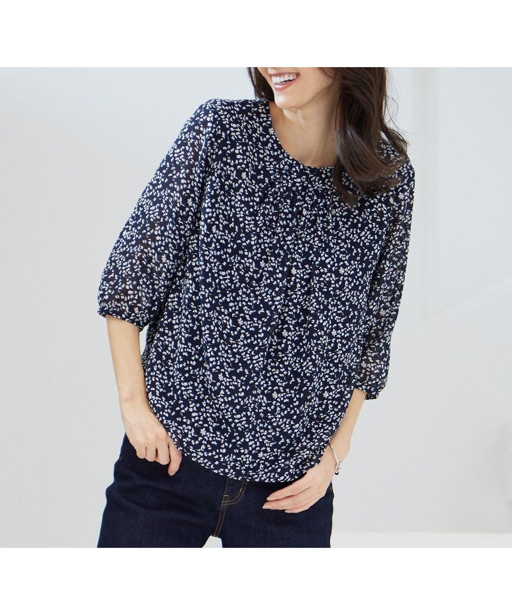 【ジェイ プレス/J.PRESS】のSMALL FLOWER プリント カットソー インテリア・キッズ・メンズ・レディースファッション・服の通販 founy(ファニー) 　ファッション　Fashion　レディースファッション　WOMEN　トップス・カットソー　Tops/Tshirt　シャツ/ブラウス　Shirts/Blouses　ロング / Tシャツ　T-Shirts　カットソー　Cut and Sewn　インナー　Inner　エアリー　Airy　春　Spring　カットソー　Cut And Sew　ジャージ　Jersey　フェミニン　Feminine　プリント　Print　モチーフ　Motif　S/S・春夏　Ss・Spring/Summer　再入荷　Restock/Back In Stock/Re Arrival　夏　Summer　ネイビー系5|ID: prp329100004511207 ipo3291000000031864940