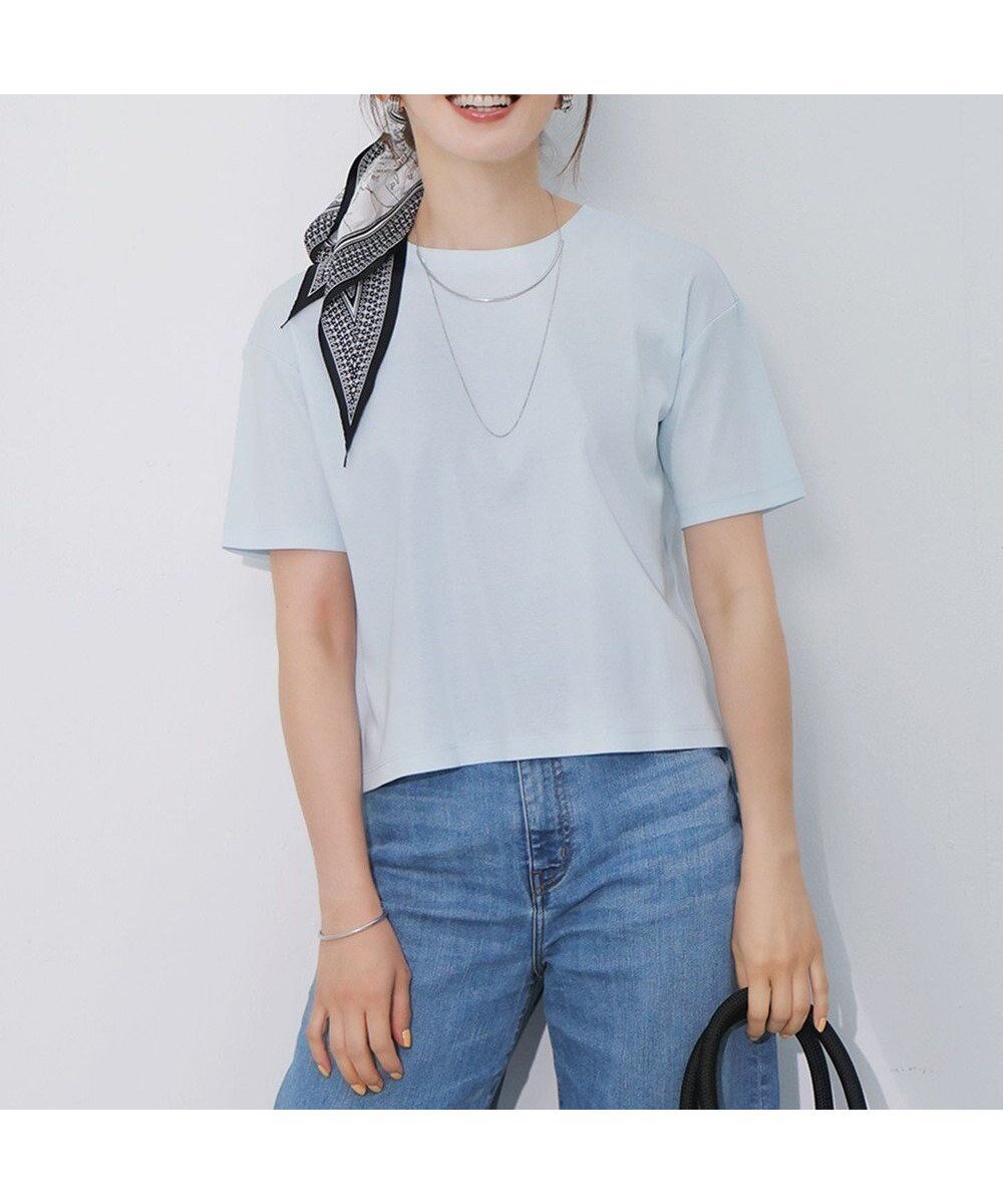 【23区/NIJYUSANKU】の【速乾性/汗じみ防止】半袖 クロップド IT Tシャツ インテリア・キッズ・メンズ・レディースファッション・服の通販 founy(ファニー) 　ファッション　Fashion　レディースファッション　Ladies' Fashion Online　トップス・カットソー　Tops/Tshirt　シャツ/ブラウス　Shirts/Blouses　ロング / Tシャツ　T-Shirts　カットソー　Cut and Sewn　春　Spring　カットソー　Cut And Sew　クロップド　Cropped　ストレッチ　Stretch　スリーブ　Sleeve　トレンド　Trend　ドロップ　Drop　人気　Popularity　バランス　Balance　フィット　Fit　フレンチ　French　ベーシック　Basic　ボトム　Bottom　半袖　Short Sleeve　S/S・春夏　Ss・Spring/Summer　夏　Summer　2025年　2025　2025春夏・S/S　Ss,Spring/Summer,2025　スカイブルー系|ID: prp329100004511472 ipo3291000000032118893