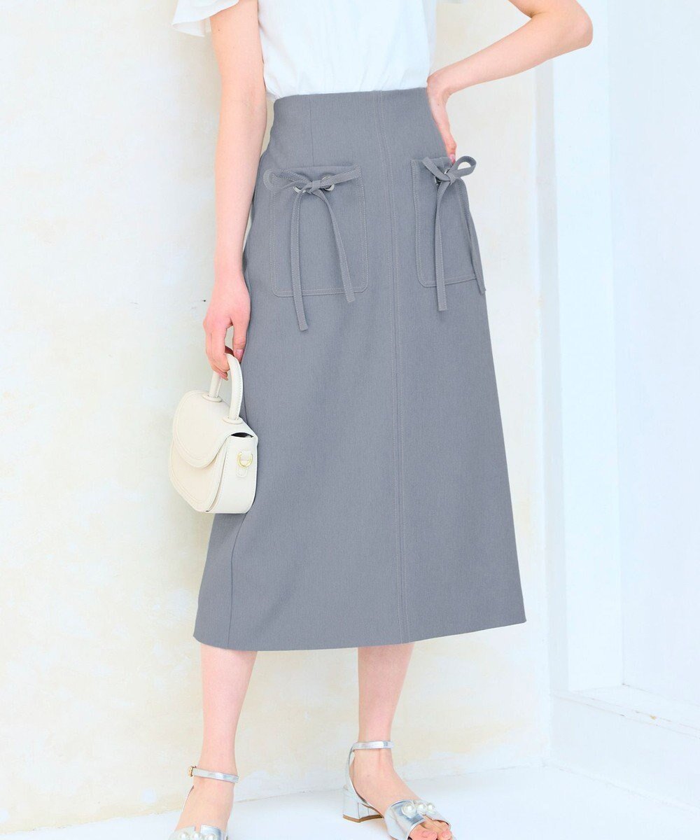 【フェルゥ/Feroux】の【洗える】リボンポケット付きIライン スカート インテリア・キッズ・メンズ・レディースファッション・服の通販 founy(ファニー) ファッション Fashion レディースファッション Fashion for Women スカート Skirts おすすめ Recommended / Our Picks シャンブレー Chambray, Denim-Like Fabric フェミニン Feminine, Girly フロント Front, Front Design ポケット Pocket, Pocket Detail リボン Ribbon, Bow 夏 Summer 春 Spring S/S・春夏 SS, Spring/Summer, Warm Season 洗える Machine Washable ブルー系|ID: prp329100004511544 ipo3291000000033618935