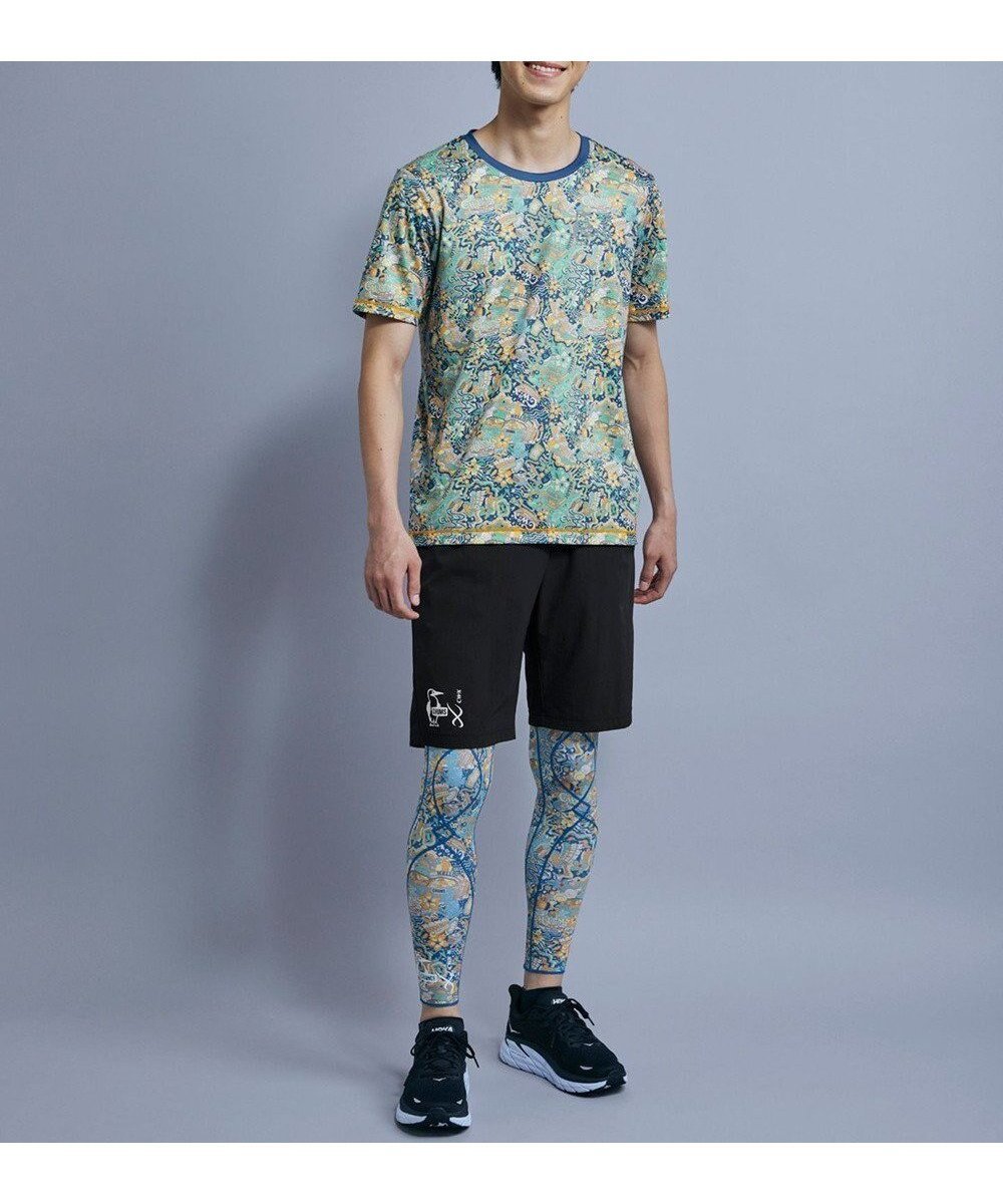 【シーダブリューエックス/CW-X / MEN】の【MEN】 CW-X 【CHUMS (チャムス)コラボ】 メンズトップス 薄軽ランニングシャツ 吸汗速乾(本体) UVカット率90%以上(本体) 3分袖 半袖 メンズ LNO510 /ワコール インテリア・キッズ・メンズ・レディースファッション・服の通販 founy(ファニー) 　ファッション　Fashion　メンズファッション　MEN　トップス・カットソー　Tops/Tshirt/Men　シャツ　Shirts　アウトドア　Outdoor　カラフル　Colorful　コラボ　Collaboration　サングラス　Sunglasses　スポーツ　Sports　定番　Standard　プリント　Print　半袖　Short Sleeve　メンズ　Mens　ランニング　Running　ブルー|ID: prp329100004512345 ipo3291000000031875584