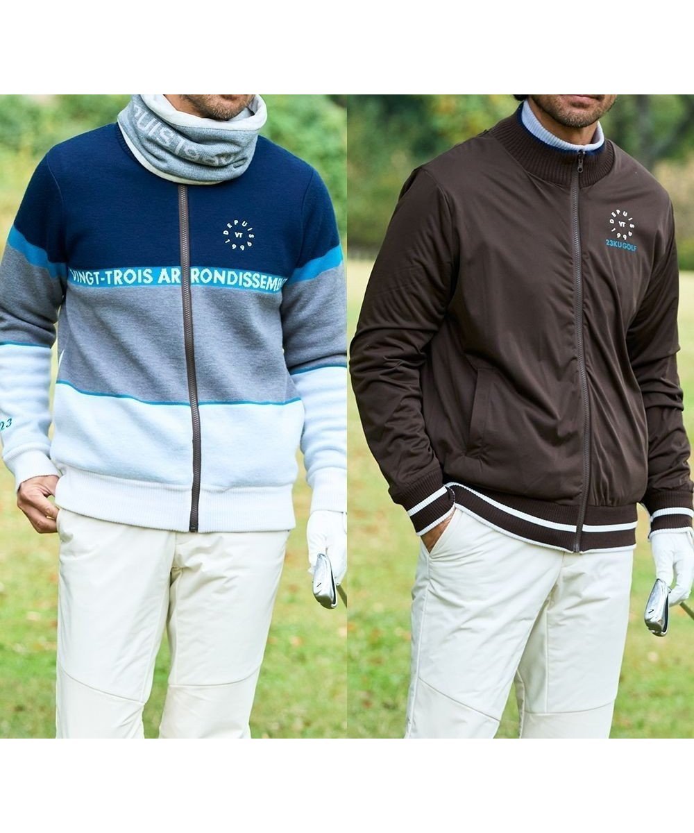 【23区 ゴルフ/23区GOLF / MEN】の【MEN】リバーシブルニットブルゾン インテリア・キッズ・メンズ・レディースファッション・服の通販 founy(ファニー) 　ファッション　Fashion　メンズファッション　MEN　アウター　Coats Outerwear/Men　ブルゾン　Blouson/Jackets　ゴルフ　Golf　シンプル　Simple　ジャケット　Jacket　スタイリッシュ　Stylish　スマート　Smart　ブルゾン　Blouson　ブロッキング　Blocking　A/W・秋冬　Aw・Autumn/Winter・Fw・Fall-Winter　ターコイズブルー系2|ID: prp329100004513532 ipo3291000000031888586