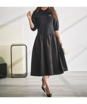 【組曲/KUMIKYOKU】 襟付きドッキング ニットワンピース人気、トレンドファッション・服の通販 founy(ファニー) ファッション Fashion レディースファッション WOMEN ワンピース Dress ニットワンピース Knit Dresses コンパクト Compact ストレッチ Stretch ドッキング Docking パール Pearl フィット Fit A/W・秋冬 Aw・Autumn/Winter・Fw・Fall-Winter おすすめ Recommend エレガント 上品 Elegant |ID:prp329100004513580