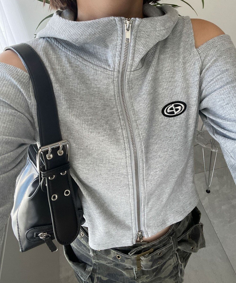 【ウィゴー/WEGO】のオープンショルダーダブルジップパーカー 人気、トレンドファッション・服の通販 founy(ファニー) 　ファッション　Fashion　レディースファッション　WOMEN　トップス・カットソー　Tops/Tshirt　パーカ　Sweats　おすすめ　Recommend　ショルダー　Shoulder　スマホ　Smartphone　パーカー　Hoodie　ロング　Long　ワンポイント　One Point　春　Spring　秋　Autumn/Fall　A/W・秋冬　Aw・Autumn/Winter・Fw・Fall-Winter　長袖　Long Sleeve　 other-1|ID: prp329100004513984 ipo3291000000031891999