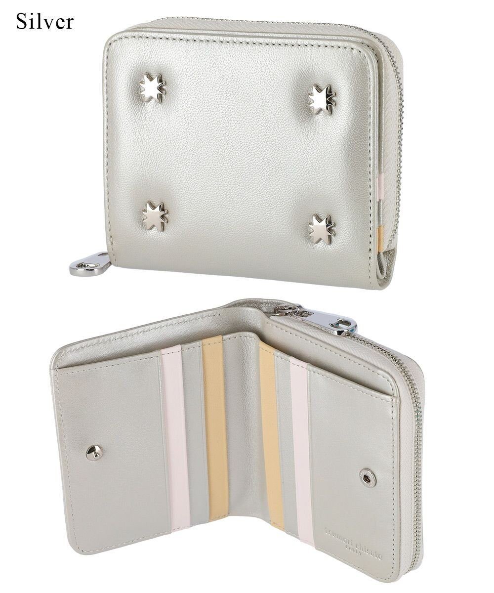 【ツモリチサト キャリー/tsumori chisato CARRY】のスター ラウンドファスナー2つ折り財布 インテリア・キッズ・メンズ・レディースファッション・服の通販 founy(ファニー) 　ファッション　Fashion　レディースファッション　WOMEN　財布　Wallets　コンパクト　Compact　シルバー　Silver　スタッズ　Studs　スマート　Smart　ラウンド　Round　財布　Wallet　シルバー|ID: prp329100004514130 ipo3291000000031893235