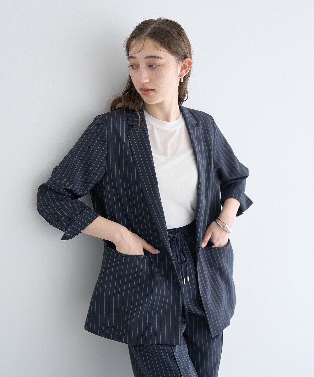 【イェッカ ヴェッカ/YECCA VECCA】のリネンライクジャケット インテリア・キッズ・メンズ・レディースファッション・服の通販 founy(ファニー) 　ファッション　Fashion　レディースファッション　Fashion for Women　アウター　Coat / Outerwear Collection　レディースジャケット・軽アウター　Jackets　テーラードジャケット / 通勤・きれいめスタイル　Tailored Jackets & Blazers　おすすめ　Recommended / Our Picks　ジャケット　Jacket, Outerwear　ベスト　Vest, Waistcoat　ポケット　Pocket, Pocket Detail　夏　Summer　春　Spring　S/S・春夏　SS, Spring/Summer, Warm Season　Stripe|ID: prp329100004514208 ipo3291000000032590159