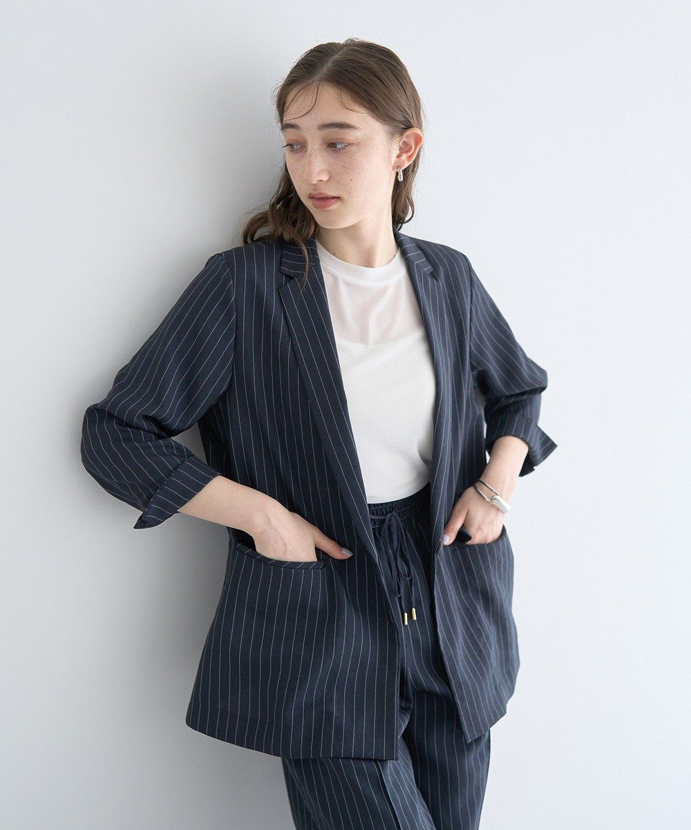 【イェッカ ヴェッカ/YECCA VECCA】のリネンライクジャケット インテリア・キッズ・メンズ・レディースファッション・服の通販 founy(ファニー) 　ファッション　Fashion　レディースファッション　Fashion for Women　アウター　Coat / Outerwear Collection　レディースジャケット・軽アウター　Jackets　テーラードジャケット / 通勤・きれいめスタイル　Tailored Jackets & Blazers　おすすめ　Recommended / Our Picks　ジャケット　Jacket, Outerwear　ベスト　Vest, Waistcoat　ポケット　Pocket, Pocket Detail　夏　Summer　春　Spring　S/S・春夏　SS, Spring/Summer, Warm Season　Stripe|ID: prp329100004514208 ipo3291000000033711514