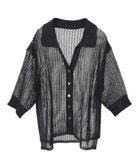 【イェッカ ヴェッカ/YECCA VECCA】のペーパーヤーン衿付きメッシュカーディガン Black|ID: prp329100004514242 ipo3291000000031893860