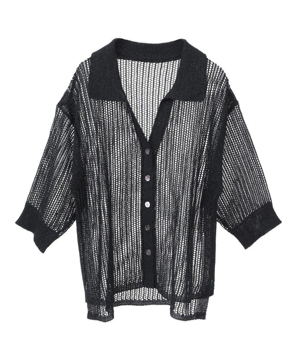 【イェッカ ヴェッカ/YECCA VECCA】のペーパーヤーン衿付きメッシュカーディガン インテリア・キッズ・メンズ・レディースファッション・服の通販 founy(ファニー) 　ファッション　Fashion　レディースファッション　WOMEN　トップス・カットソー　Tops/Tshirt　カーディガン　Cardigans　おすすめ　Recommend　カットソー　Cut And Sew　カーディガン　Cardigan　キャミソール　Camisole　トレンド　Trend　ポケット　Pocket　メッシュ　Mesh　今季　This Season　夏　Summer　春　Spring　S/S・春夏　Ss・Spring/Summer　Black|ID: prp329100004514242 ipo3291000000031893860