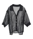 【イェッカ ヴェッカ/YECCA VECCA】のペーパーヤーン衿付きメッシュカーディガン Black|ID: prp329100004514242 ipo3291000000032665556