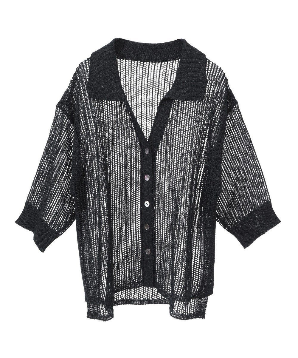 【イェッカ ヴェッカ/YECCA VECCA】のペーパーヤーン衿付きメッシュカーディガン インテリア・キッズ・メンズ・レディースファッション・服の通販 founy(ファニー) 　ファッション　Fashion　レディースファッション　Ladies' Fashion Online　トップス・カットソー　Tops/Tshirt　カーディガン　Cardigans　おすすめ　Recommend　カットソー　Cut And Sew　カーディガン　Cardigan　キャミソール　Camisole　トレンド　Trend　ポケット　Pocket　メッシュ　Mesh　今季　This Season　夏　Summer　春　Spring　S/S・春夏　Ss・Spring/Summer　Black|ID: prp329100004514242 ipo3291000000032665556