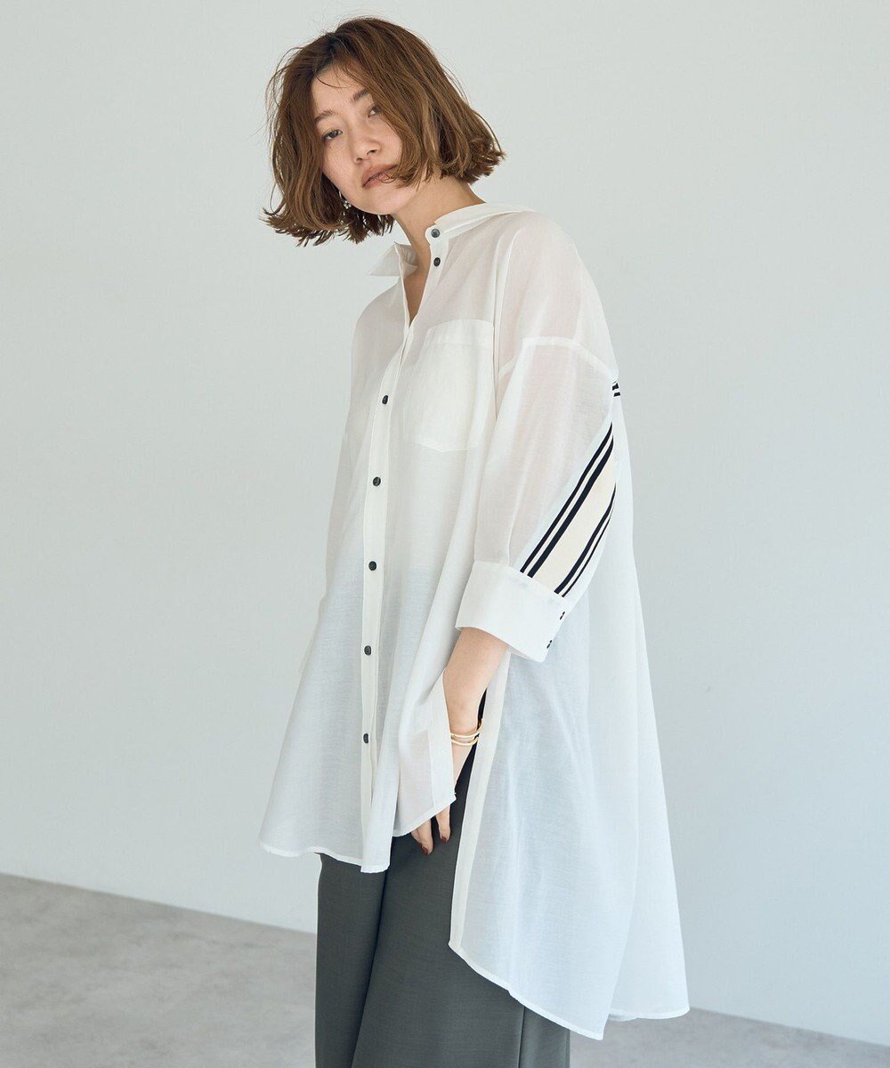 【イェッカ ヴェッカ/YECCA VECCA】のリブMIXシアースリットオーバーシャツ インテリア・キッズ・メンズ・レディースファッション・服の通販 founy(ファニー) 　ファッション　Fashion　レディースファッション　WOMEN　トップス・カットソー　Tops/Tshirt　シャツ/ブラウス　Shirts/Blouses　おすすめ　Recommend　シアー　Sheer　ポケット　Pocket　モダン　Modern　夏　Summer　定番　Standard　春　Spring　S/S・春夏　Ss・Spring/Summer　White|ID: prp329100004514244 ipo3291000000031893872