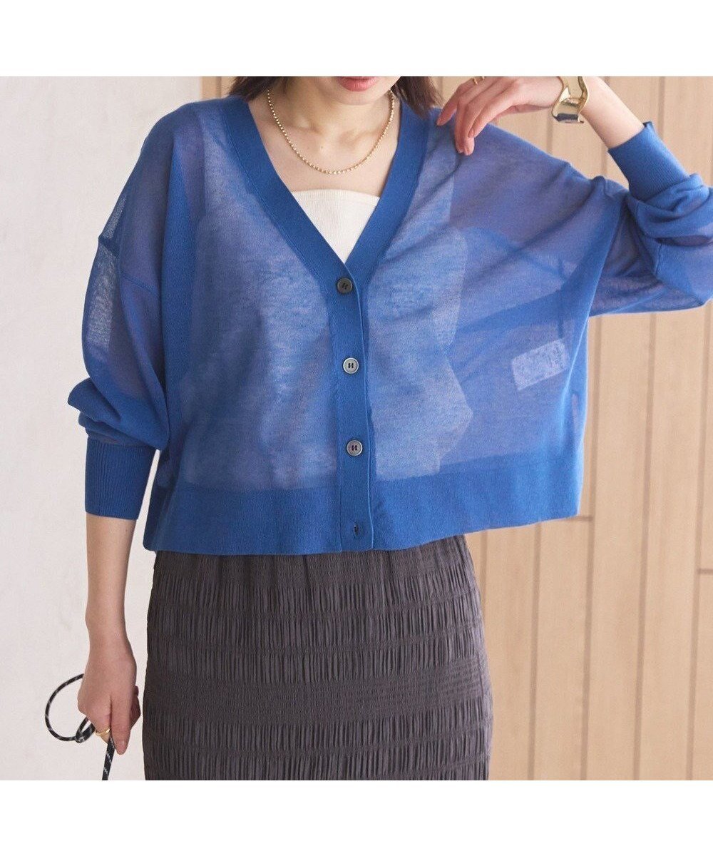 【アメリカンホリック/AMERICAN HOLIC】のウォッシャブルショート丈シアーカーディガン インテリア・キッズ・メンズ・レディースファッション・服の通販 founy(ファニー) ファッション Fashion レディースファッション Fashion for Women トップス・カットソー Cut & Sew Tops カーディガン・羽織り Layered Style Cardigans カーディガン Cardigan, Knitwear ショート Short, Short Length トレンド Trend, Trending Now ポケット Pocket, Pocket Detail 夏 Summer 春 Spring S/S・春夏 SS, Spring/Summer, Warm Season 楽ちん Easy Fit, Comfortable Deep Blue|ID: prp329100004514287 ipo3291000000033643222