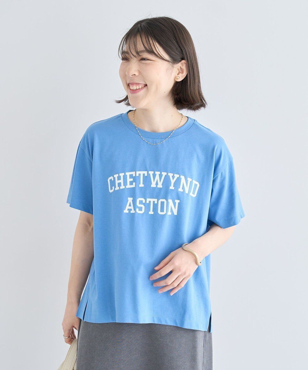 【グリーンパークス/Green Parks】の汗染み防止カレッジロゴボックスTシャツ インテリア・キッズ・メンズ・レディースファッション・服の通販 founy(ファニー) 　ファッション　Fashion　レディースファッション　Fashion for Women　トップス・カットソー　Cut & Sew Tops　シャツ・ブラウス・オフィスカジュアル　Elegant Blouses & Button-Ups　ロングTシャツ・Tシャツ　Longline T-Shirts & Tees　カットソー・ベーシックTシャツ　Cut-and-Sewn Tops / Stretch Tees & Basics　カットソー　Cut and Sewn Top　ストレート　Straight, Straight Cut　ボックス　Boxy, Box Shape　ボトム　Bottoms, Lower Wear　ポケット　Pocket, Pocket Detail　夏　Summer　春　Spring　S/S・春夏　SS, Spring/Summer, Warm Season　Blue|ID: prp329100004514292 ipo3291000000032312372