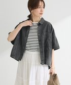 【グリーンパークス/Green Parks】のライトデニム5分袖シャツ Black|ID: prp329100004514311 ipo3291000000032616669