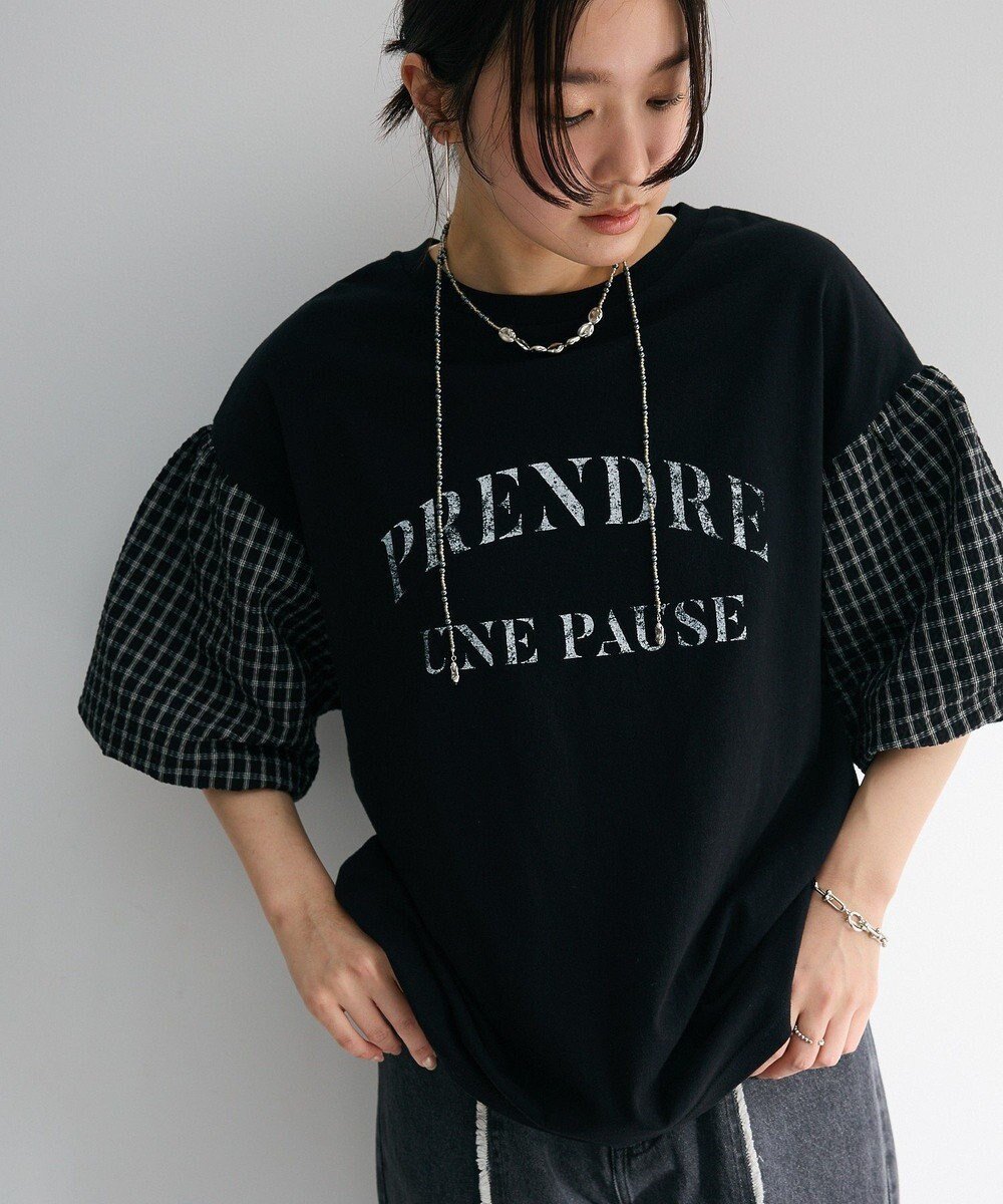 【グリーンパークス/Green Parks】のチェックバルーンスリーブロゴチュニック 人気、トレンドファッション・服の通販 founy(ファニー) 　ファッション　Fashion　レディースファッション　WOMEN　ワンピース　Dress　チュニック　Tunic　おすすめ　Recommend　チェック　Check　チュニック　Tunic　バルーン　Balloon　ポケット　Pocket　ヴィンテージ　Vintage　夏　Summer　春　Spring　S/S・春夏　Ss・Spring/Summer　 other-1|ID: prp329100004514315 ipo3291000000031894255
