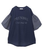 【グリーンパークス/Green Parks】のチェックバルーンスリーブロゴチュニック Navy|ID: prp329100004514315 ipo3291000000031894257