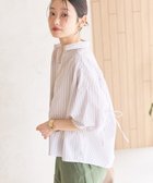 【アメリカンホリック/AMERICAN HOLIC】の接触冷感ギャザーリボンスリーブ半袖シャツ Stripe Ivory|ID: prp329100004514324 ipo3291000000031894295