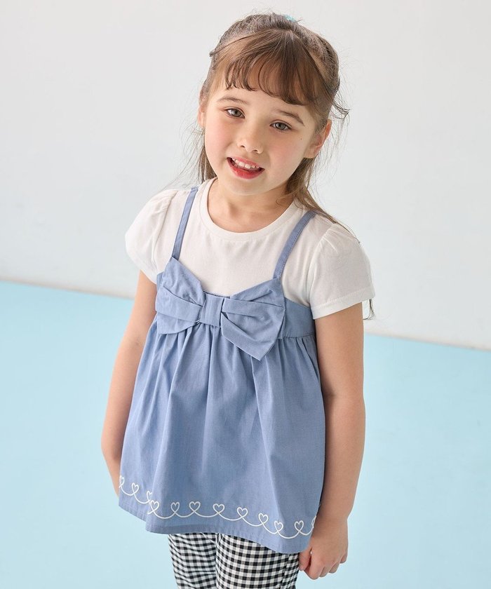 【エニファム/any FAM / KIDS】のキャミソール ドッキングTシャツ インテリア・キッズ・メンズ・レディースファッション・服の通販 founy(ファニー) https://founy.com/ ファッション Fashion キッズファッション KIDS トップス・カットソー Tops/Tees/Kids カットソー Cut And Sew キャミソール Camisole ストライプ Stripe ドッキング Docking ポケット Pocket リボン Ribbon 夏 Summer 春 Spring S/S・春夏 Ss・Spring/Summer 無地 Plain Color |ID: prp329100004515131 ipo3291000000031902035