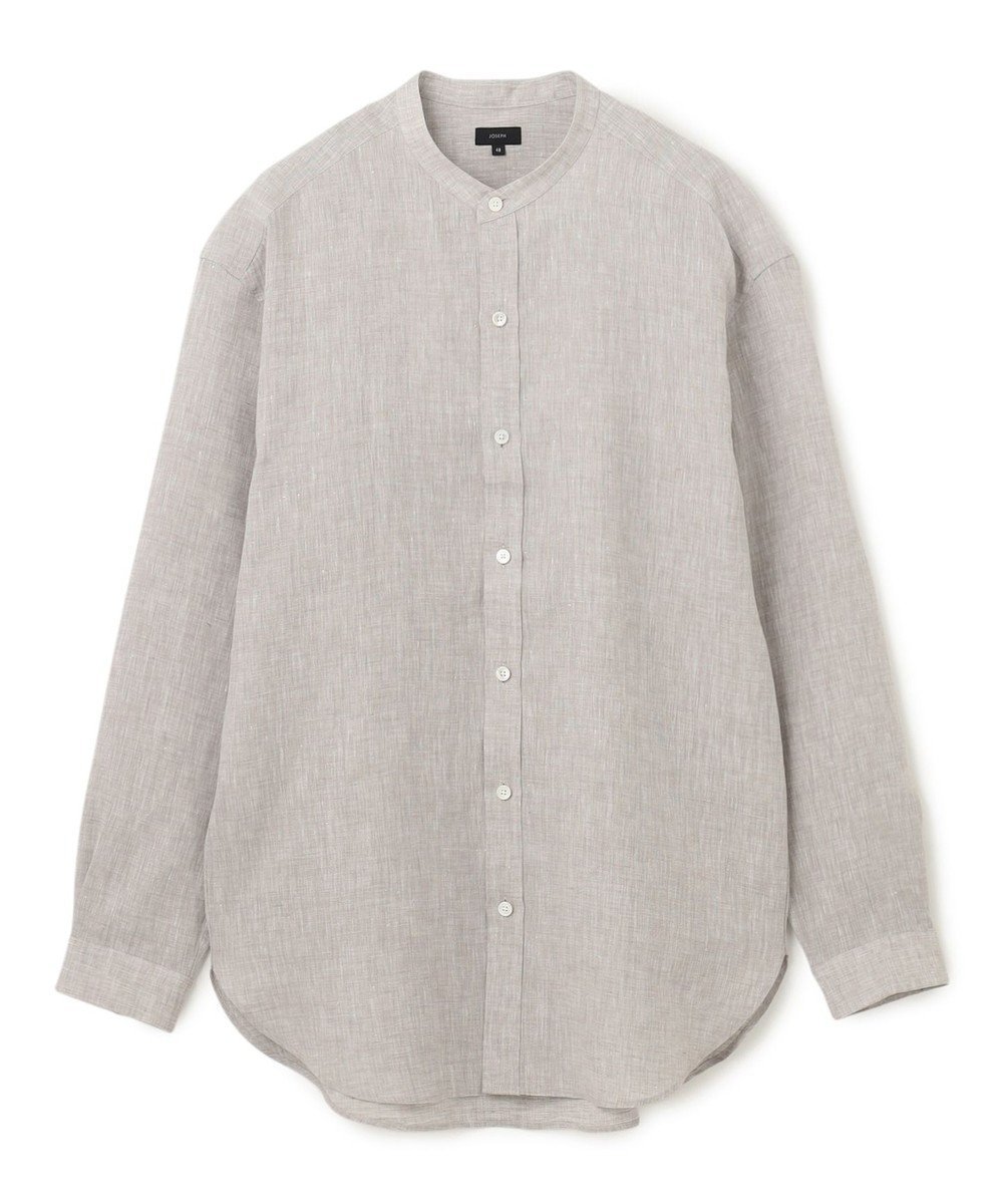 【ジョゼフ オム/JOSEPH HOMME / MEN】のノルマンディリネントロピカル バンドカラーシャツ インテリア・キッズ・メンズ・レディースファッション・服の通販 founy(ファニー) 　ファッション　Fashion　メンズファッション　MEN　トップス・カットソー　Tops/Tshirt/Men　シャツ　Shirts　オックス　Ox　シャンブレー　Chambray　フォルム　Form　フランス　France　リゾート　Resort　リネン　Linen　リラックス　Relax　夏　Summer　春　Spring　S/S・春夏　Ss・Spring/Summer　ライトグレー系|ID: prp329100004515139 ipo3291000000031962182
