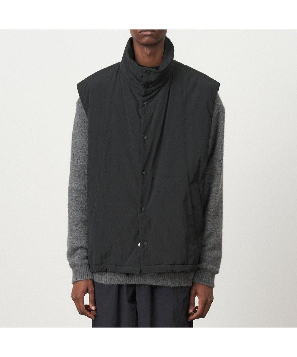 【エイトン/ATON】のTECHNO COTTON リサイクルウールパテッドベスト - UNISEX インテリア・キッズ・メンズ・レディースファッション・服の通販 founy(ファニー) 　ファッション　Fashion　レディースファッション　WOMEN　アウター　Coat Outerwear　ジャケット　Jackets　カシミヤ　Cashmere　ジャケット　Jacket　スタンド　Stand　タフタ　Taffeta　ダウン　Down　ベスト　Vest　ユニセックス　Unisex　ラウンド　Round　A/W・秋冬　Aw・Autumn/Winter・Fw・Fall-Winter　BLACK|ID: prp329100004515145 ipo3291000000031961900