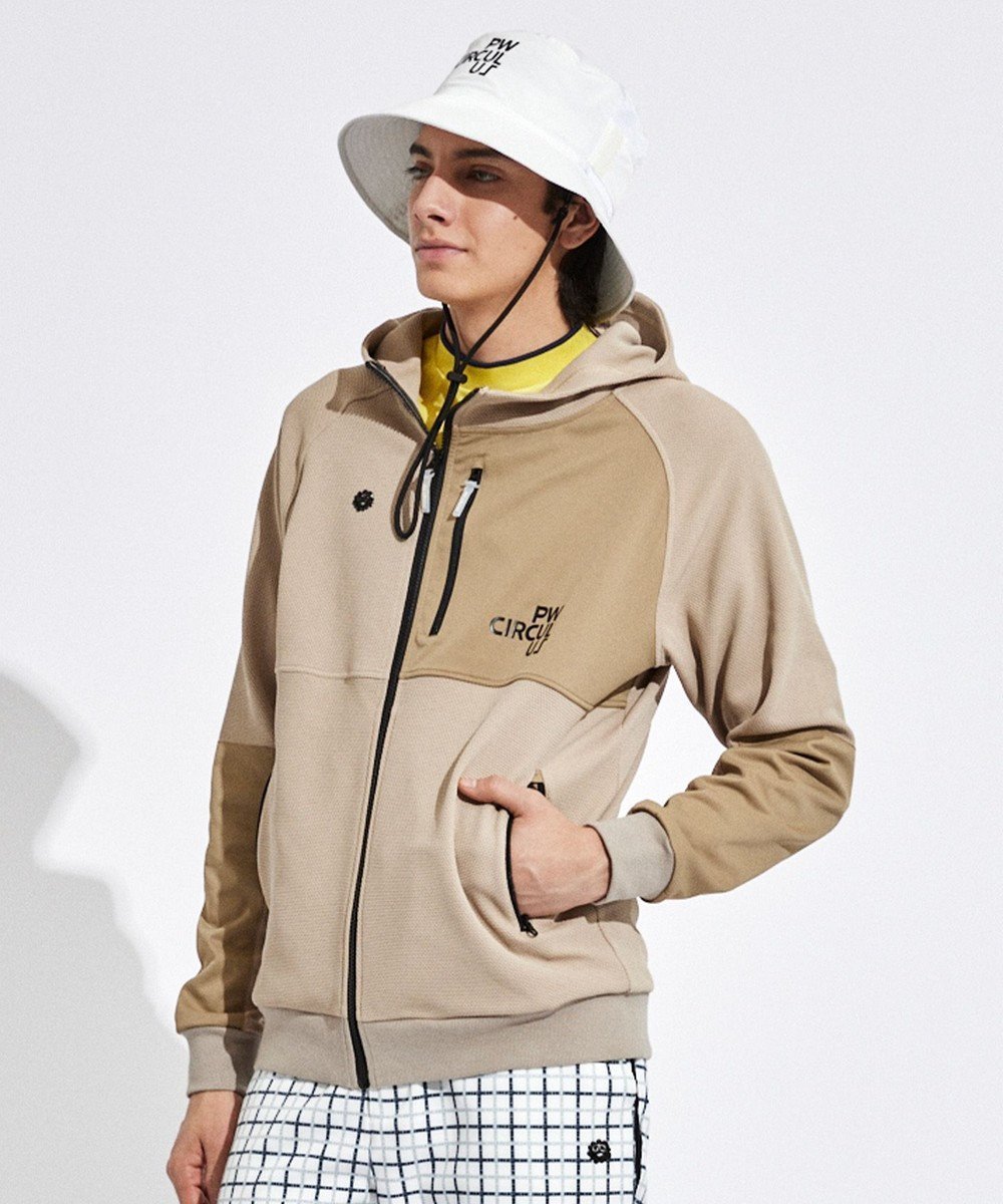 【ピーダブリュサーキュラス/PW CIRCULUS / MEN】の【MEN】DIMPLE ジップアップ フーディ インテリア・キッズ・メンズ・レディースファッション・服の通販 founy(ファニー) 　ファッション　Fashion　メンズファッション　MEN　アウター　Coats Outerwear/Men　アウトドア　Outdoor　アシンメトリー　Asymmetry　コンビ　Combination　ゴルフ　Golf　ジップ　Zip　ジップアップ　Zip Up　ジャケット　Jacket　ストレッチ　Stretch　ポケット　Pocket　ランニング　Running　夏　Summer　春　Spring　S/S・春夏　Ss・Spring/Summer　ベージュ系|ID: prp329100004515147 ipo3291000000031962236
