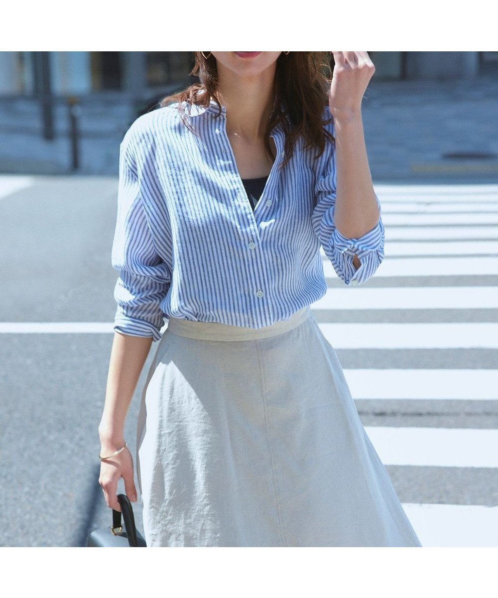 【23区/NIJYUSANKU】の【CLASSY. 9月号掲載/WEB限定カラーあり】LIBECO ベーシック シャツ インテリア・キッズ・メンズ・レディースファッション・服の通販 founy(ファニー) 　雑誌掲載アイテム　Magazine Items　ファッション雑誌　Fashion Magazines　クラッシィ　CLASSY.　ファッション　Fashion　レディースファッション　WOMEN　トップス・カットソー　Tops/Tshirt　シャツ/ブラウス　Shirts/Blouses　イエロー　Yellow　春　Spring　9月号　September Issue　カーディガン　Cardigan　シンプル　Simple　ストライプ　Stripe　スリーブ　Sleeve　雑誌　Magazine　ノースリーブ　No Sleeve　ビッグ　Big　ベーシック　Basic　無地　Plain Color　リネン　Linen　S/S・春夏　Ss・Spring/Summer　再入荷　Restock/Back In Stock/Re Arrival　夏　Summer　2023春夏・S/S　Ss,Spring/Summer,2023　2023年　2023　ブルーストライプ|ID: prp329100004515195 ipo3291000000031966646