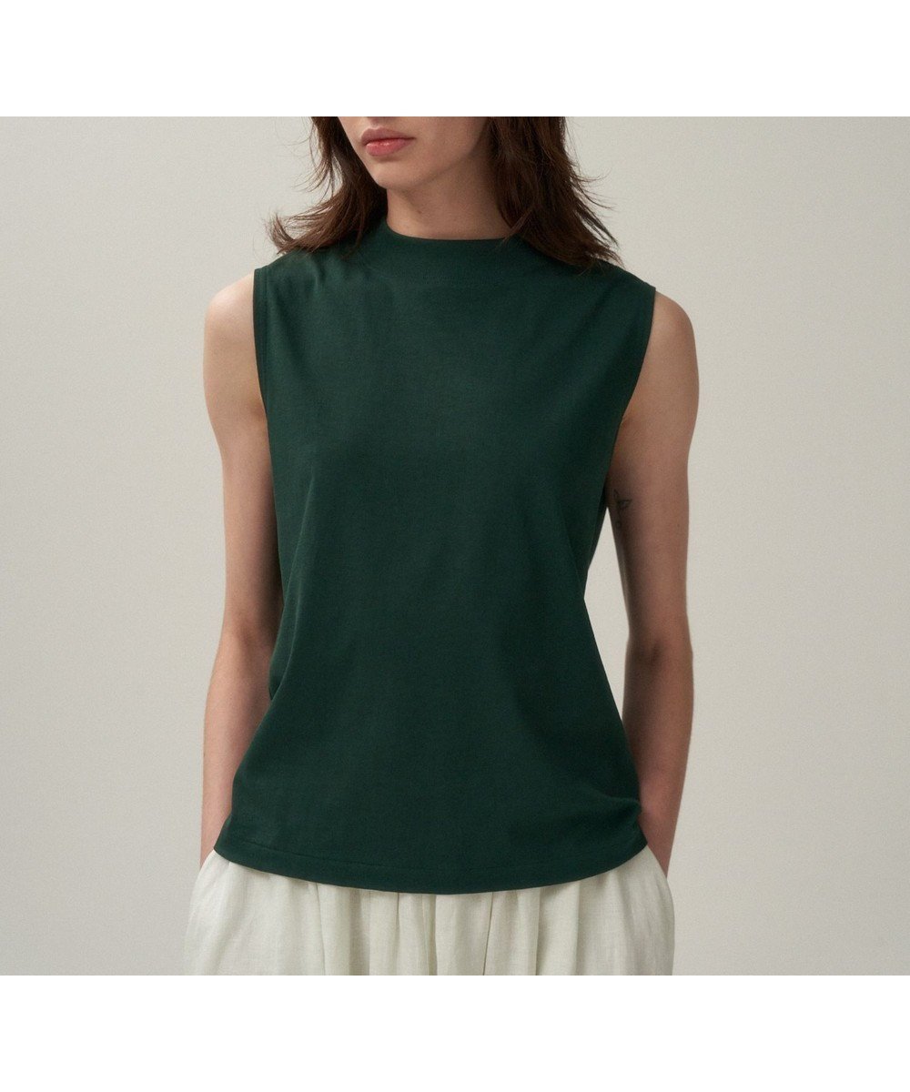 【エイトン/ATON】のDRY COTTON JERSEY モックネックスリーブレスプルオーバー インテリア・キッズ・メンズ・レディースファッション・服の通販 founy(ファニー) 　ファッション　Fashion　レディースファッション　WOMEN　トップス・カットソー　Tops/Tshirt　シャツ/ブラウス　Shirts/Blouses　ロング / Tシャツ　T-Shirts　プルオーバー　Pullover　カットソー　Cut and Sewn　カットオフ　Cut Off　カットソー　Cut And Sew　カーディガン　Cardigan　吸水　Water Absorption　ジャケット　Jacket　ジャージ　Jersey　スリーブ　Sleeve　タンク　Tank　定番　Standard　モックネック　Mock Neck　レギュラー　Regular　ロング　Long　A/W・秋冬　Aw・Autumn/Winter・Fw・Fall-Winter　S/S・春夏　Ss・Spring/Summer　夏　Summer　GREEN|ID: prp329100004515196 ipo3291000000031902871